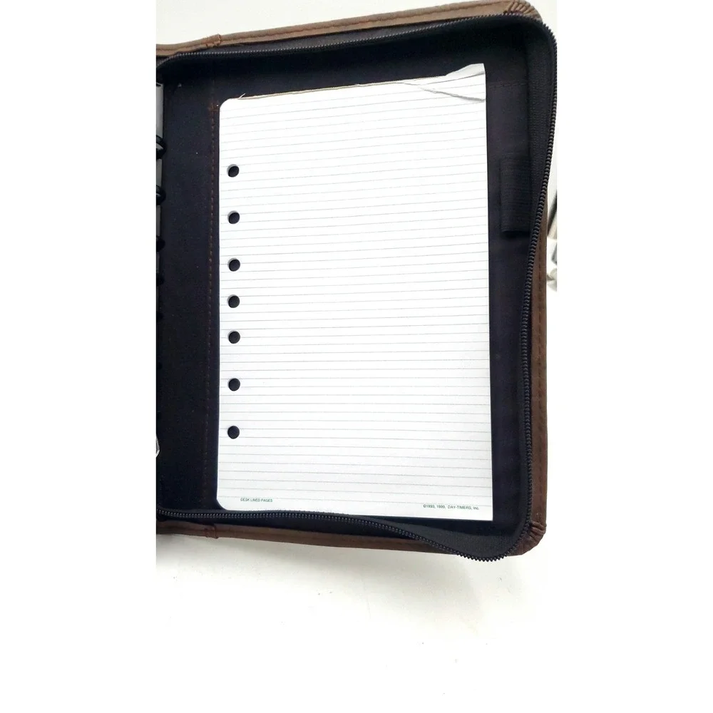 Vintage Day-Timer Organizer Planner Brown Zip Around 7 Rings 10.5x8